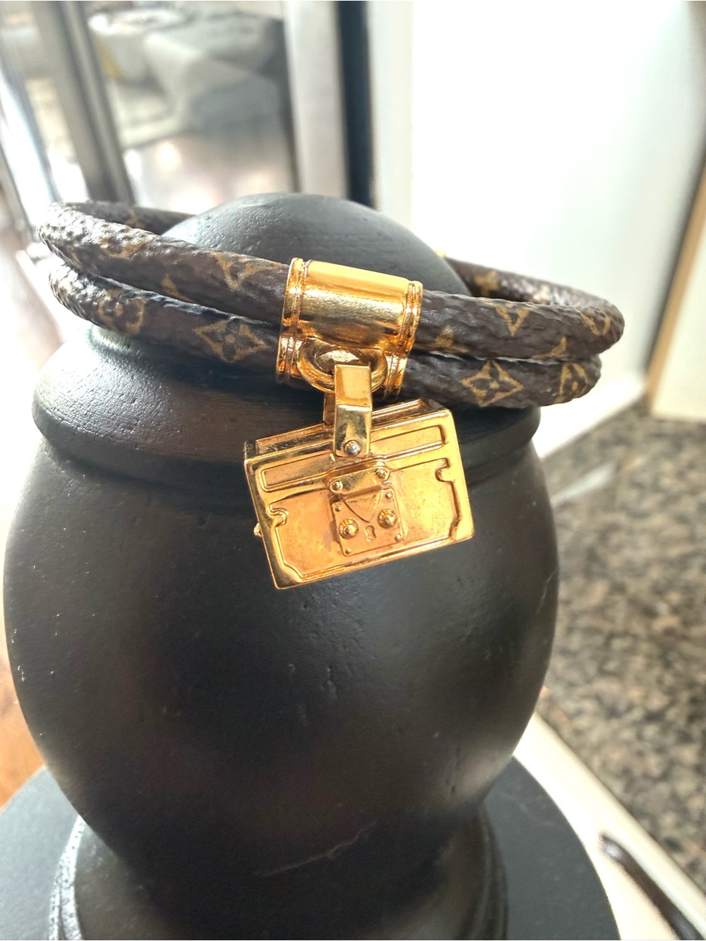 LOUIS VUITTON Brown Monogram Gold Charm Bracelet - Picture 2 of 4